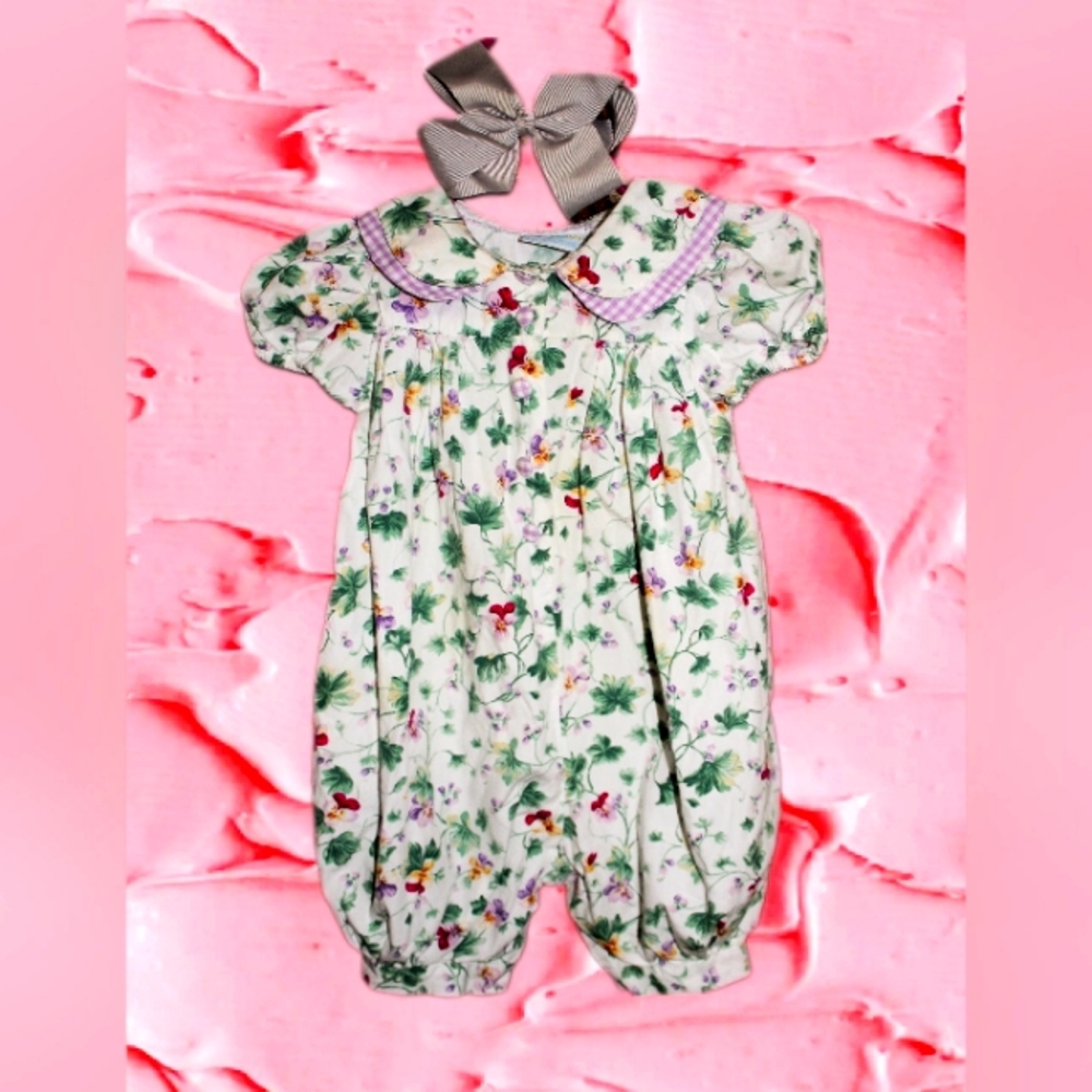 Mini Wear Vintage Floral Jumpsuit & Bow